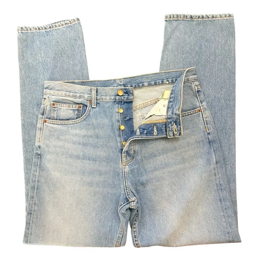 B SIDES Womens Plein Relaxed Straight Leg Jean Light Blue Sz 30 New Without Tags - Picture 4 of 9